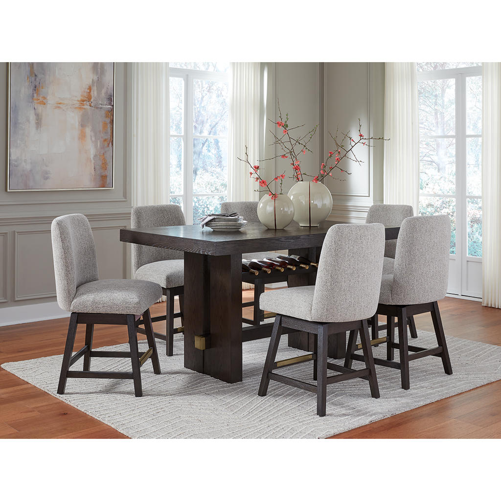 Burkhaus Counter Height Dining Table and 6 Barstools Signature Design by Ashley® Uncategorized