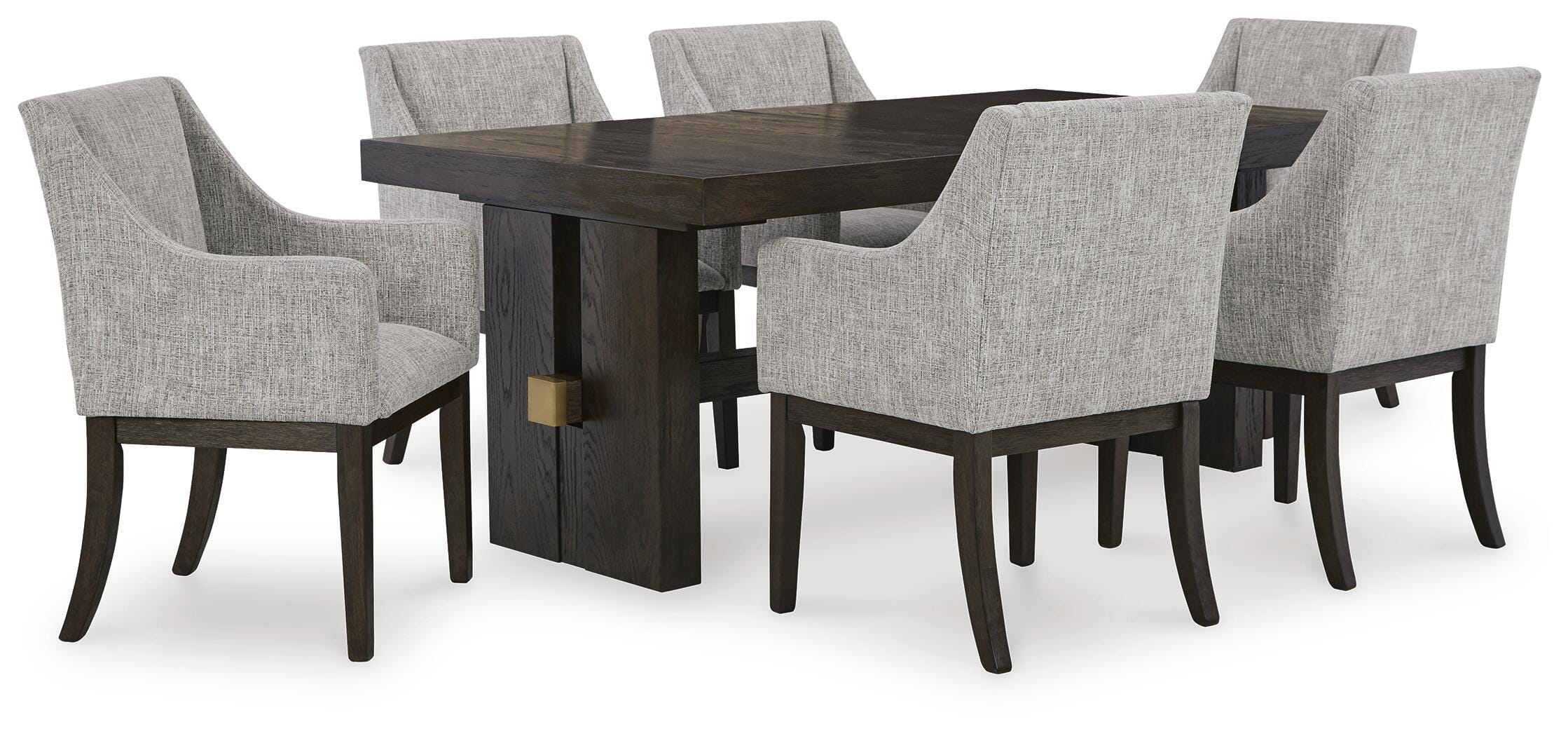 Burkhaus Dining Table and 6 Arm Chairs — 7-Piece Set Signature Design by Ashley® Dining Package