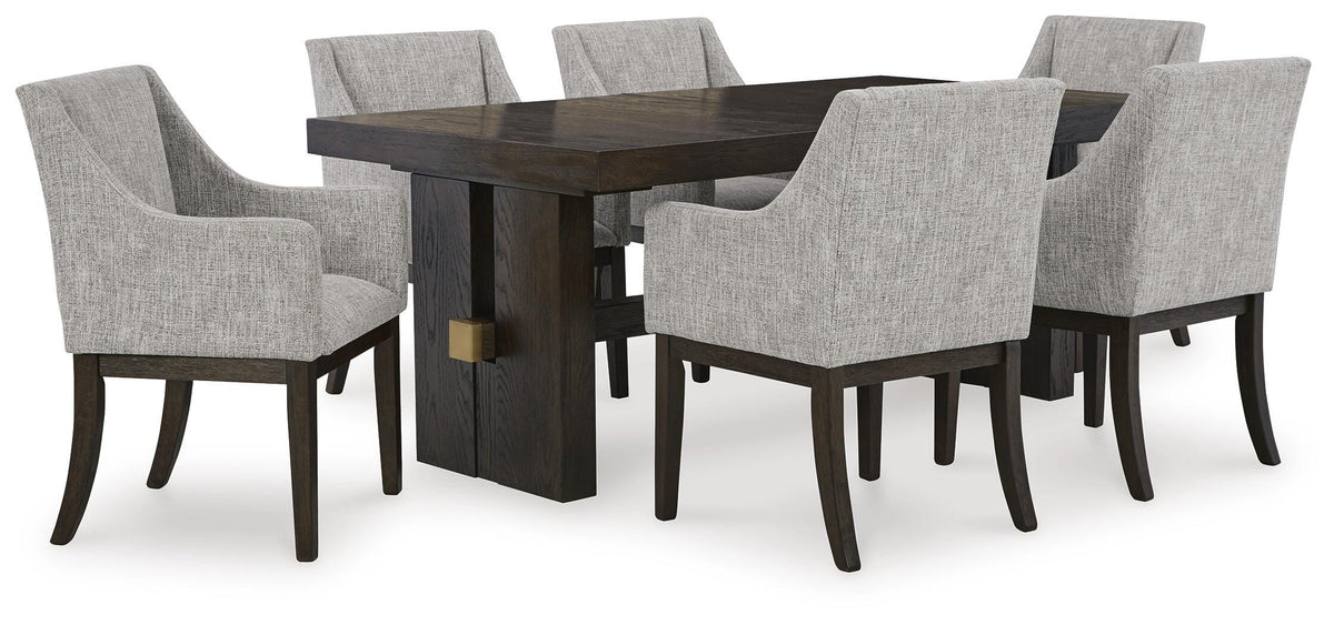 Burkhaus Dining Table and 6 Arm Chairs — 7-Piece Set Signature Design by Ashley® Dining Package