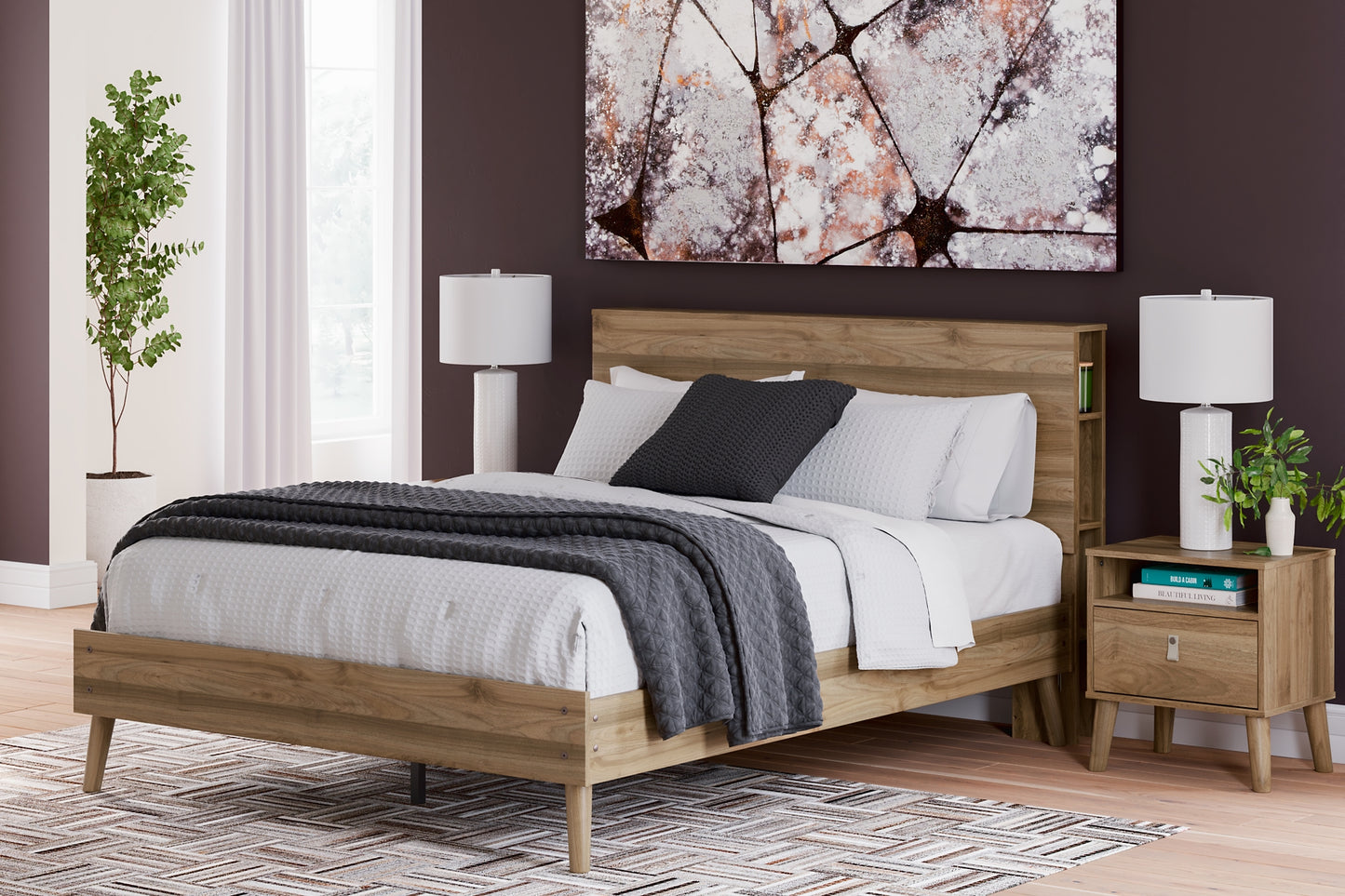 Aprilyn Queen Bookcase Platform Bed, Chest and Nightstand