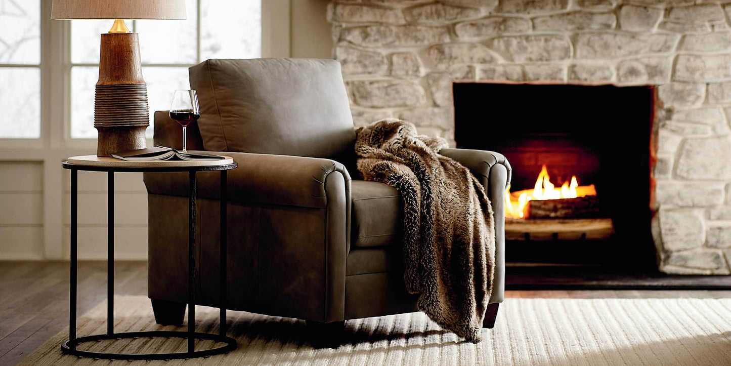 Carolina Leather Panel Arm Chair Bassett