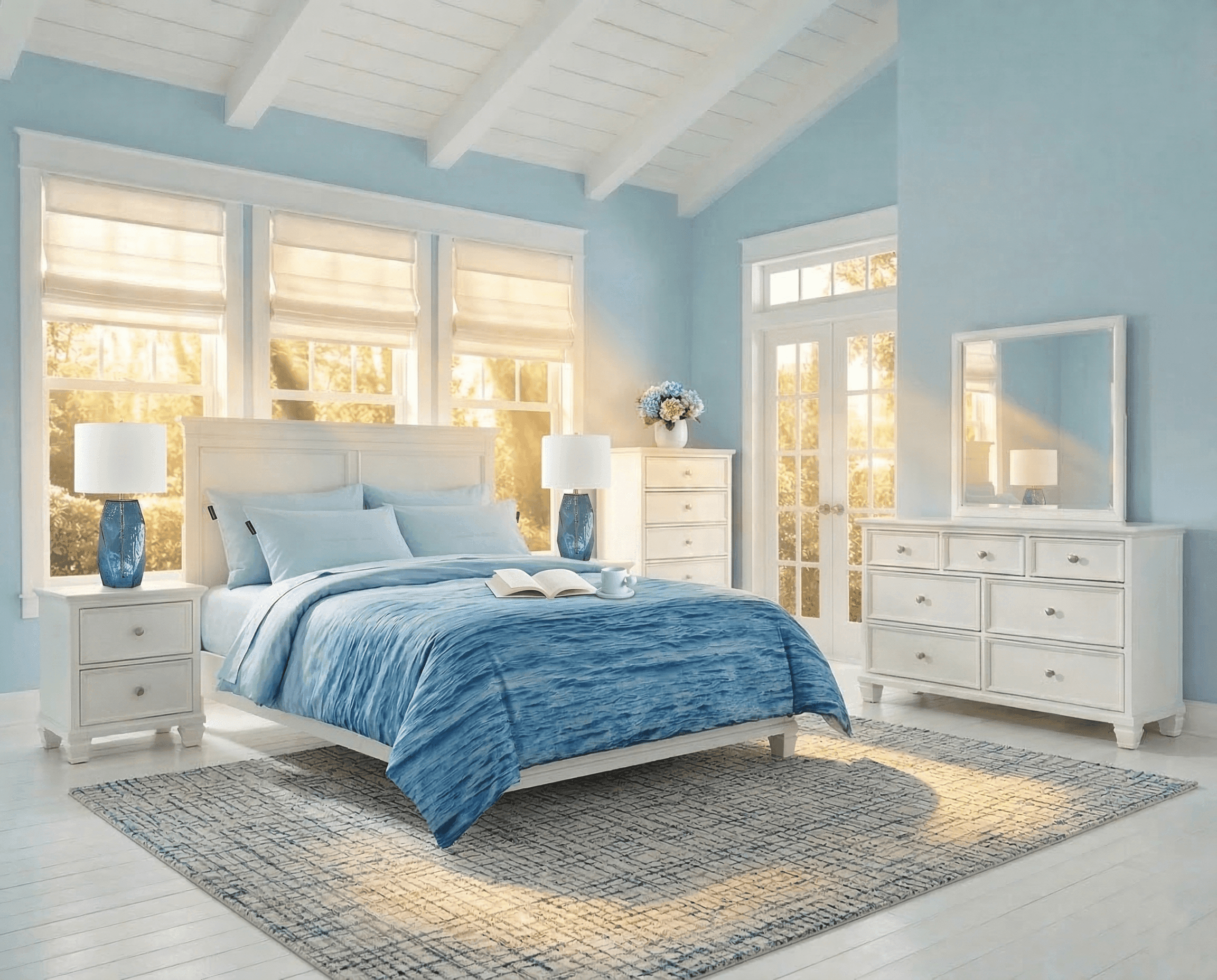 Fortman Queen Panel Bed with Mirrored Dresser Ashley® Bedroom