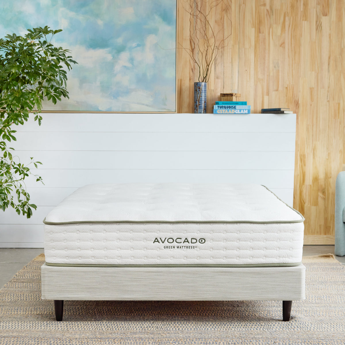 Avocado Foundation with Legs — Standalone Solid Wood Bed Base, Two Finishes