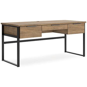 Montia 67" Home Office Desk — Mango Veneer on Gunmetal Frame Signature Design by Ashley® Home Office