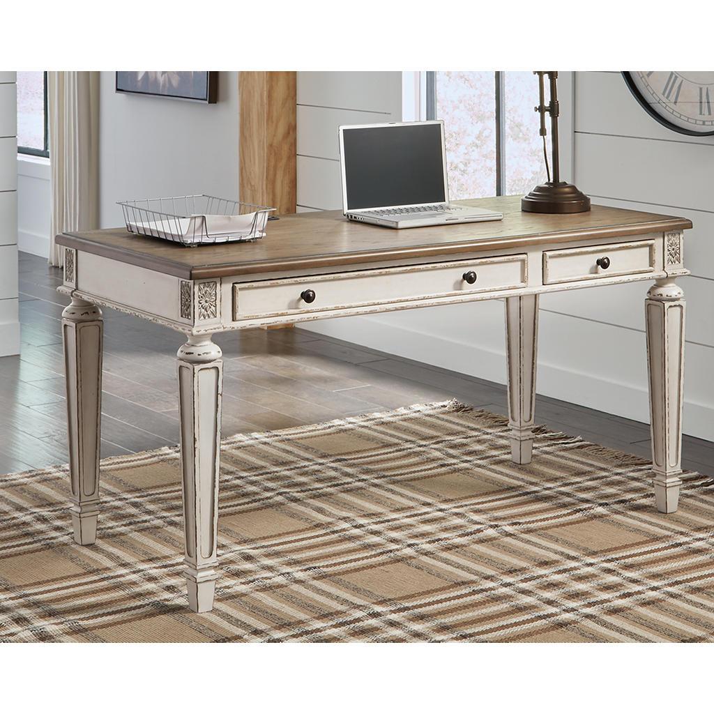 Realyn 60 Inch Home Office Desk — Antiqued Two-Tone Signature Design by Ashley® Home Office