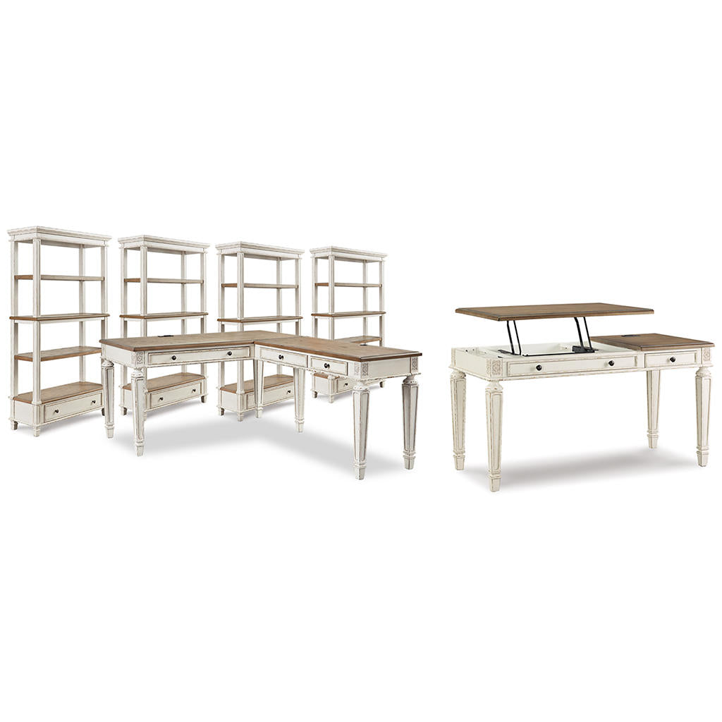 Realyn Lift-top Desk, L-shaped Desk and 4 Bookcases Signature Design by Ashley® Uncategorized