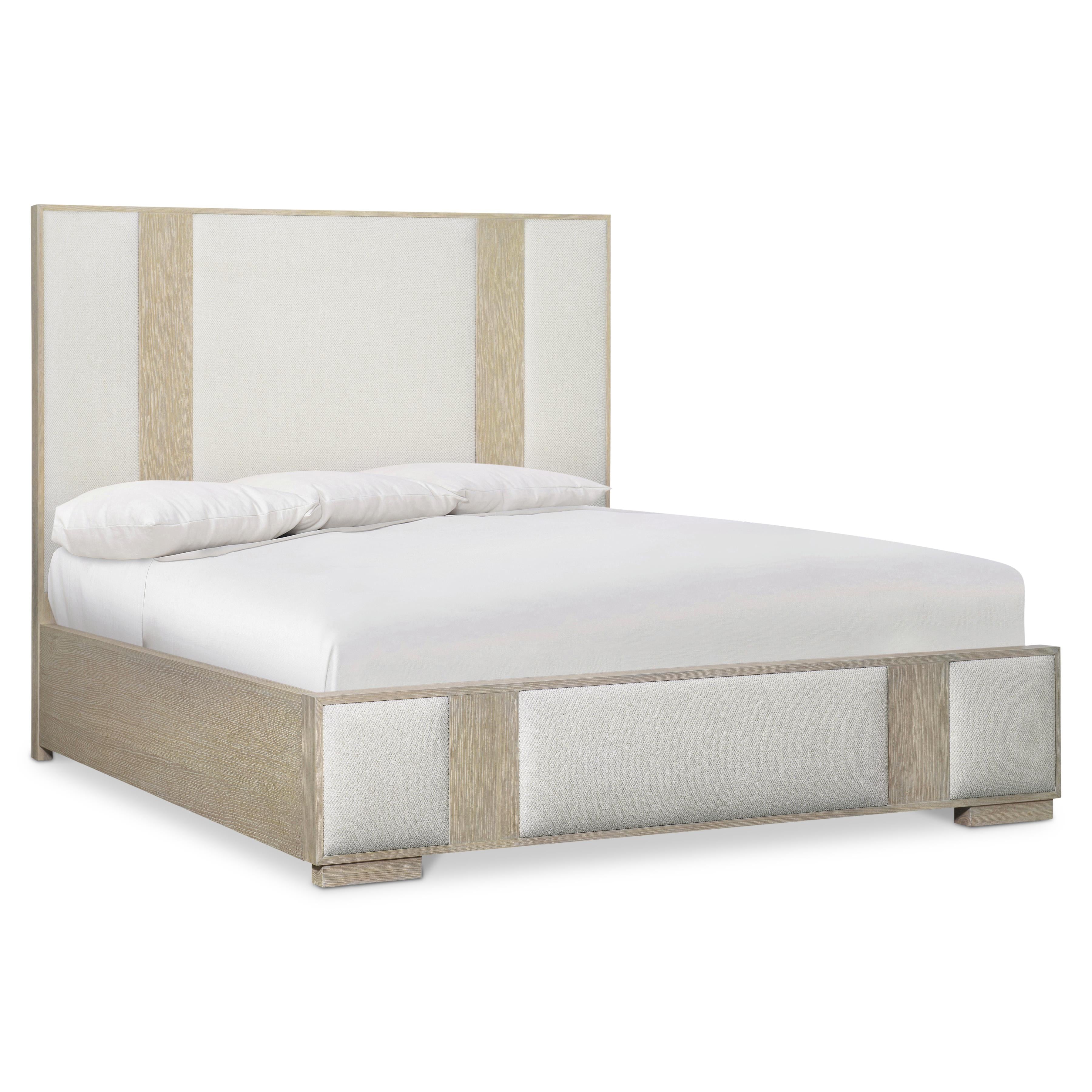 Bernhardt Solaria Panel Bed — Oak and Upholstered Panels in Dune Bernhardt Bed