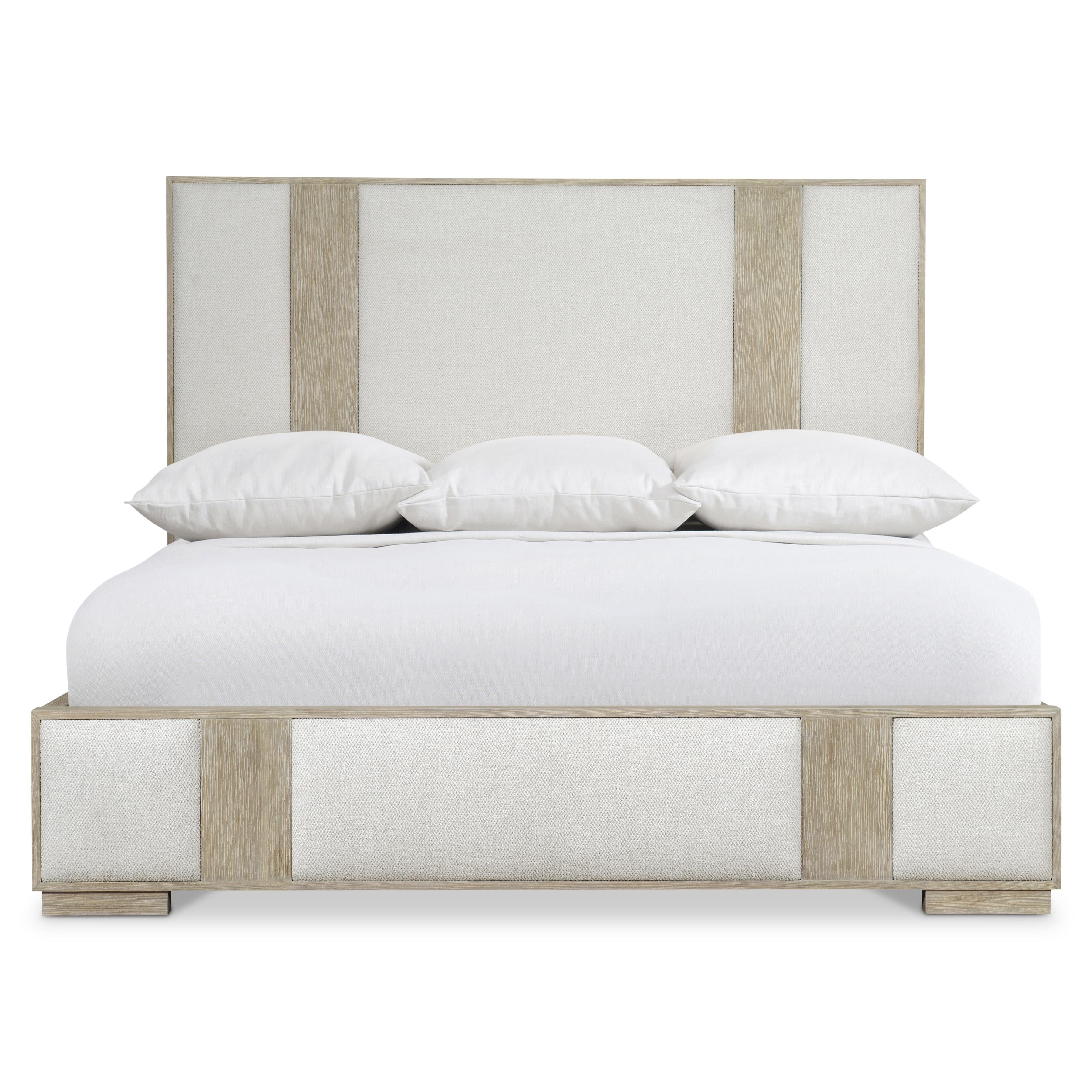 Bernhardt Solaria Panel Bed — Oak and Upholstered Panels in Dune Bernhardt Bed