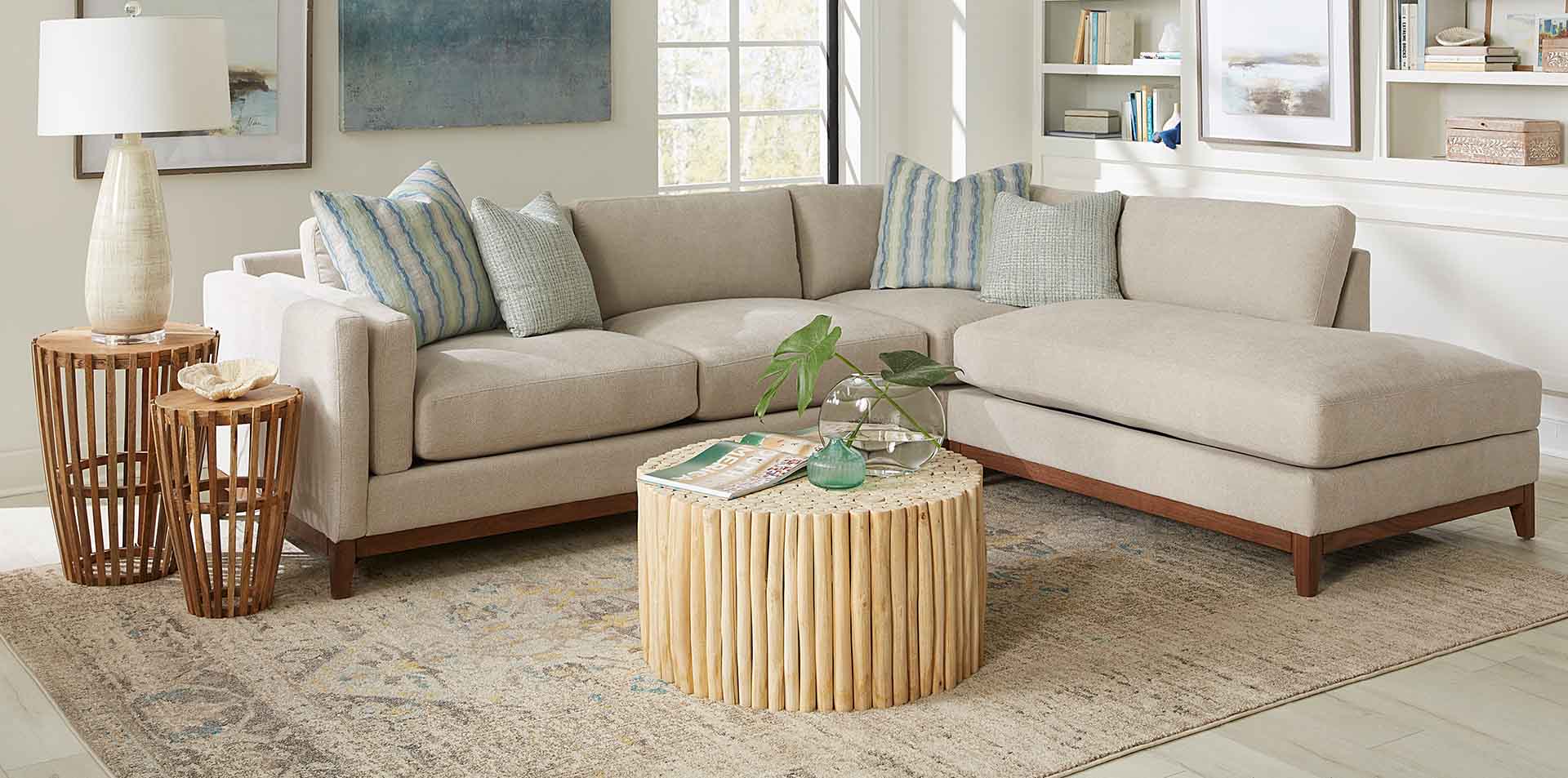 Jonathan Louis Kelsey sofa in a living room, at the Jonathan Louis Store inside Kensington Furniture, Northfield NJ