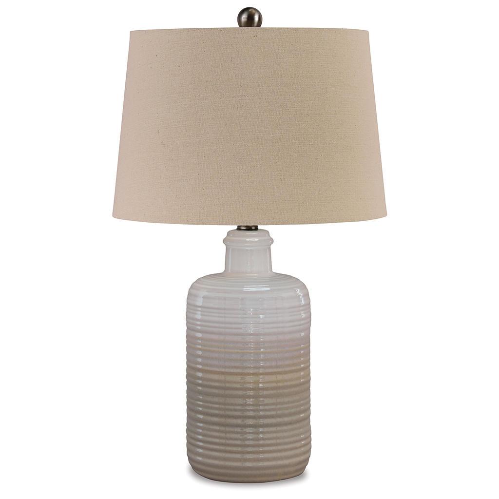 Marnina Table Lamp Set of 2 — White and Taupe Glazed Ceramic Signature Design by Ashley® Lighting