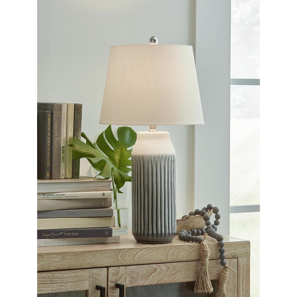 Afener Table Lamps, Set of 2 — Blue-Glazed Ceramic Pair Signature Design by Ashley® Lighting