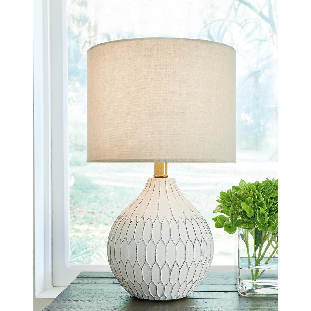 Wardmont Table Lamp Set of 2 — Antiqued White Ceramic Signature Design by Ashley® Uncategorized