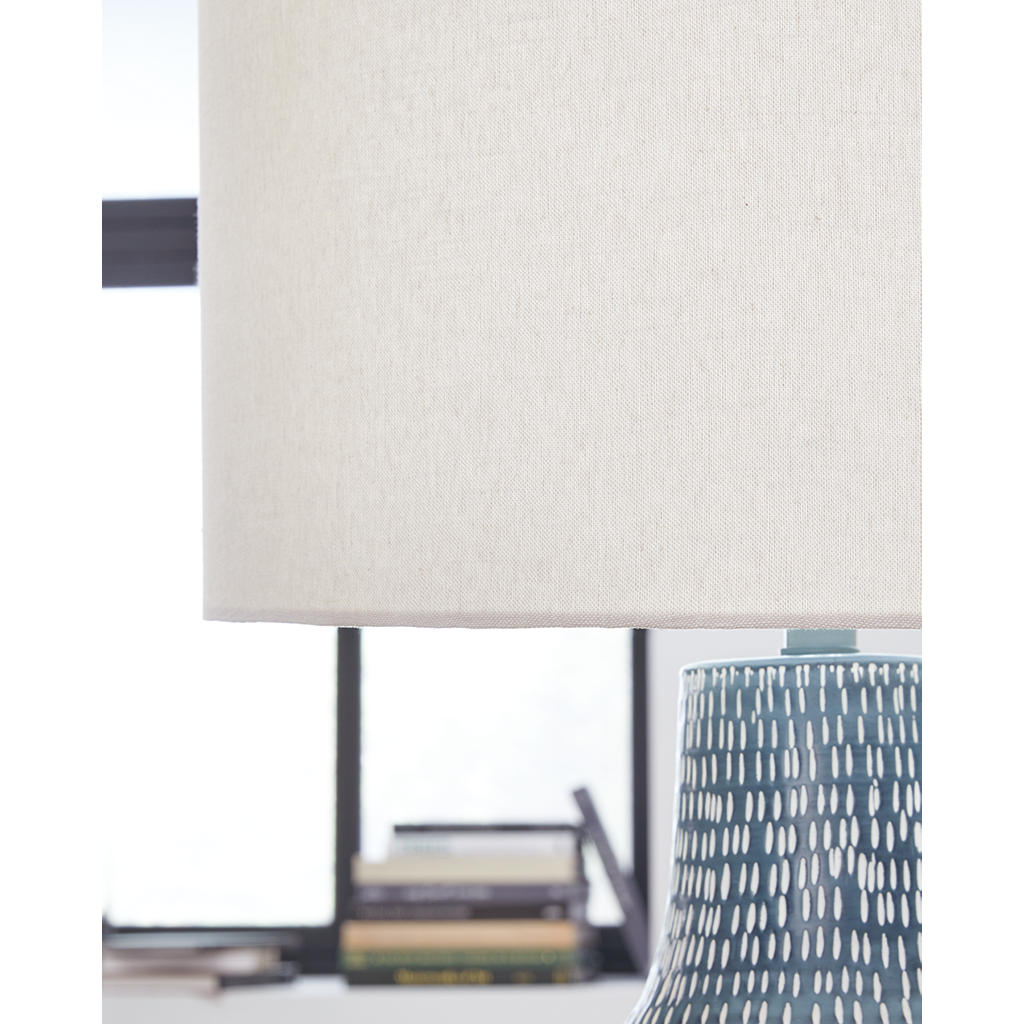Schylarmont Table Lamp — Hammered aluminum in antiqued gray and white Signature Design by Ashley® Lighting