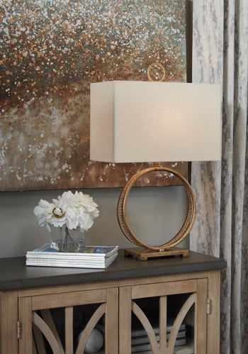 Mahala Table Lamp — Antique Gold with Rectangular Shade Signature Design by Ashley® Lighting