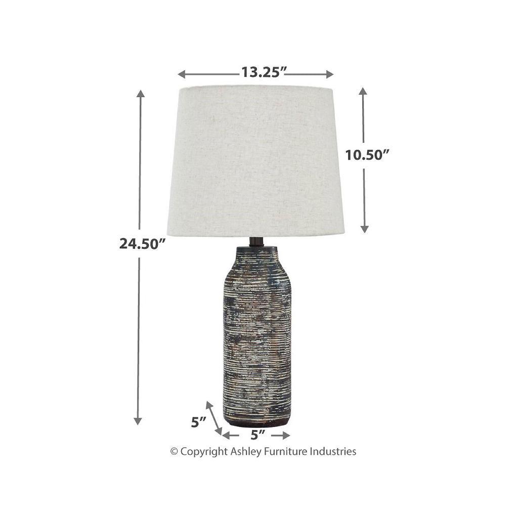 Mahima Table Lamp Set of 2 — Black and White Paper Composite Signature Design by Ashley® Lighting