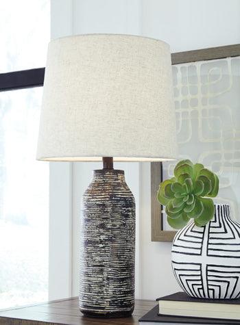 Mahima Table Lamp Set of 2 — Black and White Paper Composite Signature Design by Ashley® Lighting
