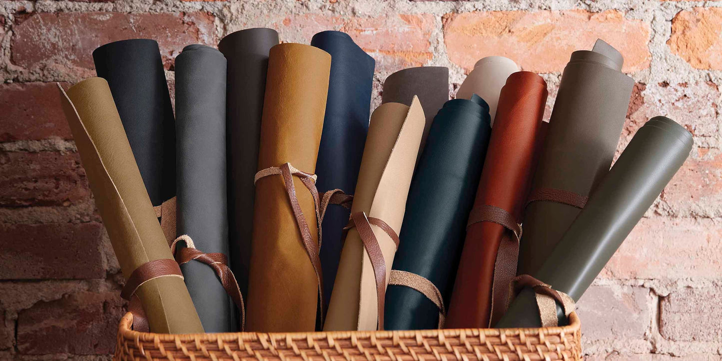 Jamestown Leather Ottoman Bassett