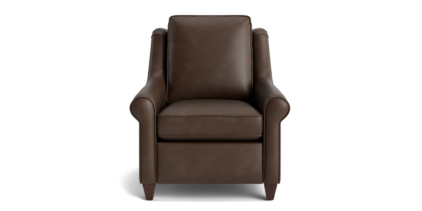 Magnificent Motion Leather Roll Arm Power Wall Recliner Bassett