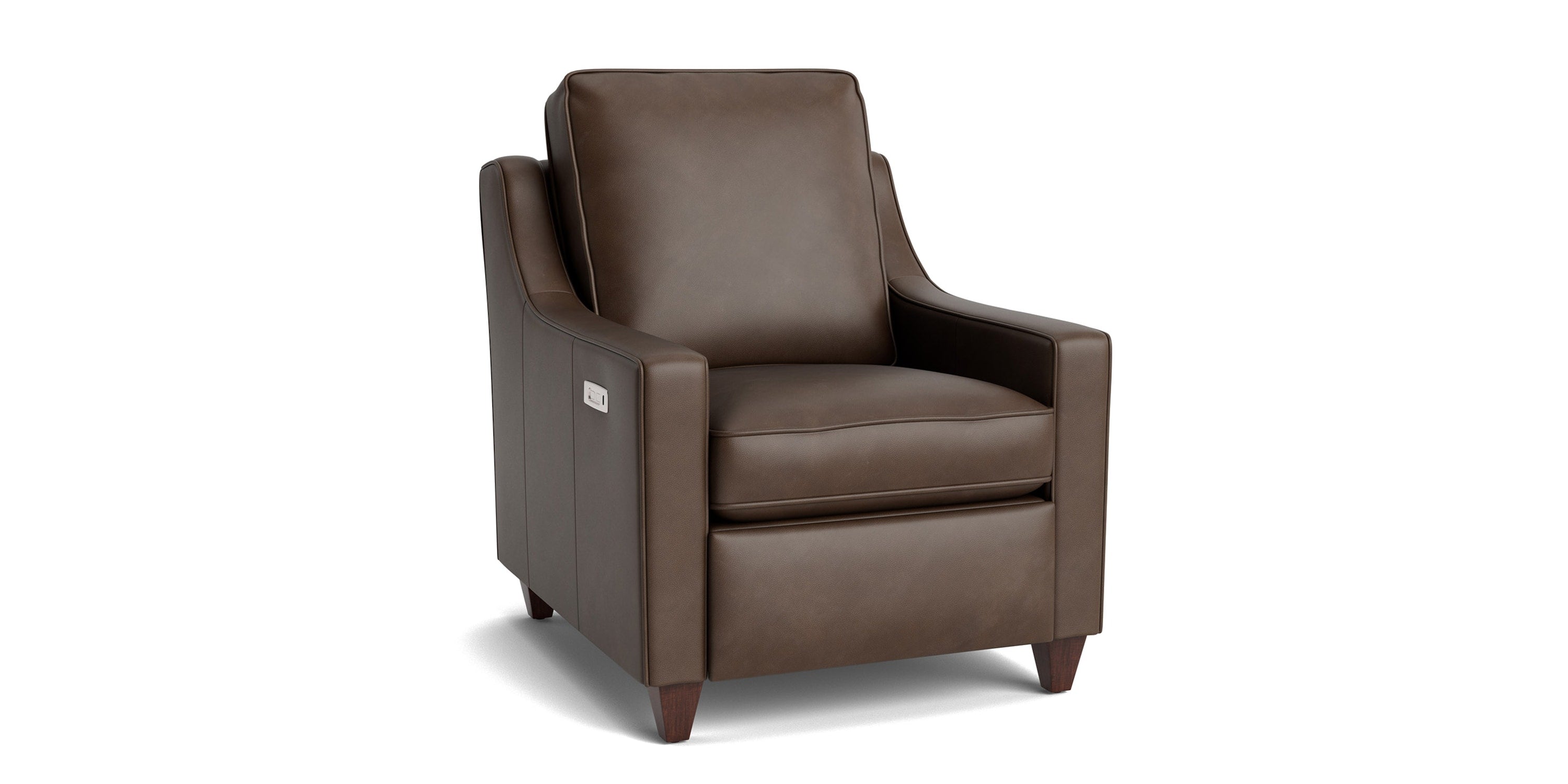 Magnificent Motion Leather Slope Arm Power Wall Recliner Bassett
