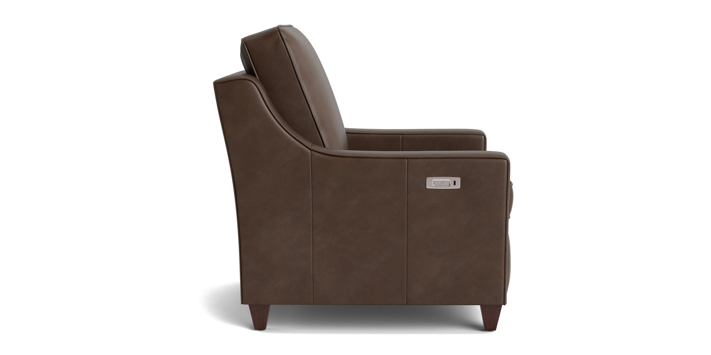 Magnificent Motion Leather Slope Arm Power Wall Recliner Bassett
