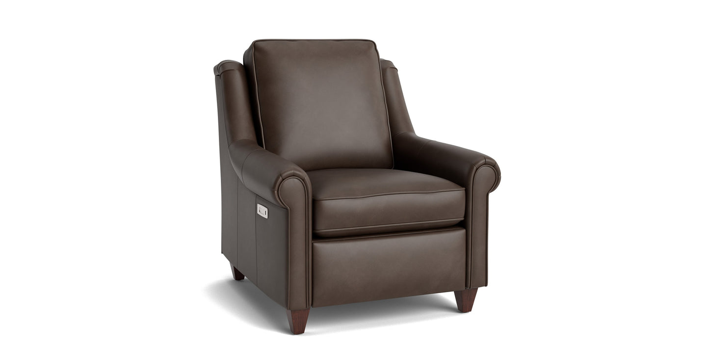 Magnificent Motion Leather Panel Arm Power Wall Recliner Bassett