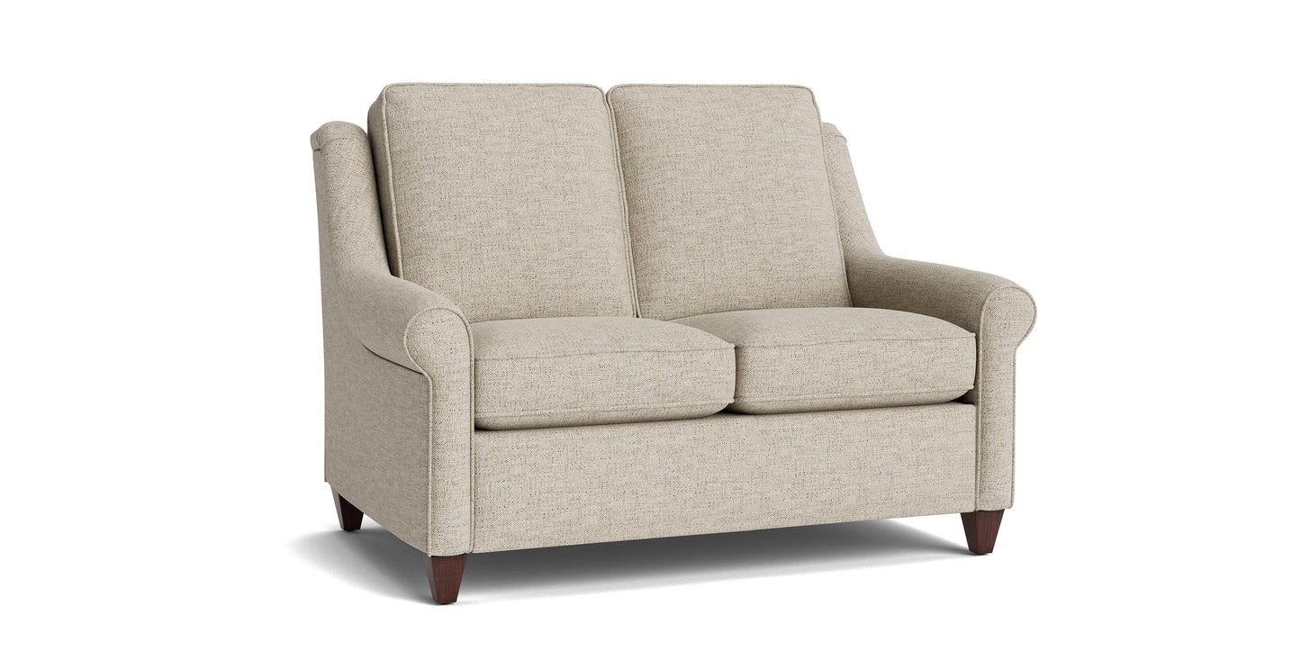 Bassett Magnificent Tall Stationary Loveseat — Custom Fabric, USA-Built