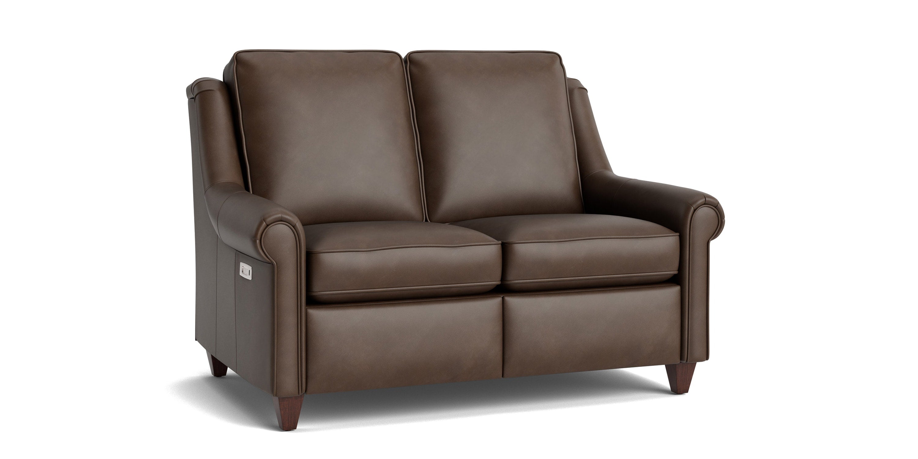 Magnificent Motion Leather Panel Arm Reclining Loveseat Bassett