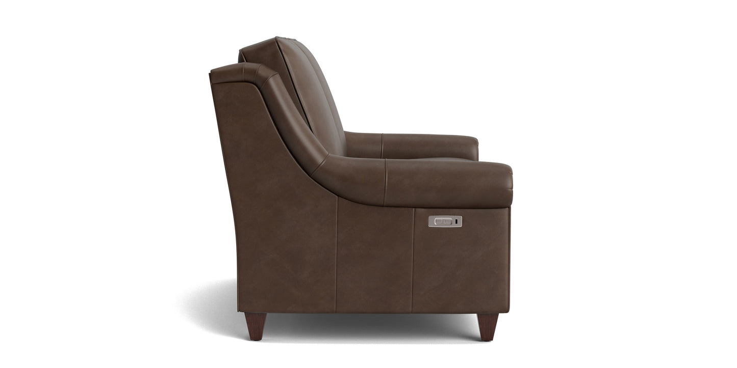 Magnificent Motion Leather Panel Arm Reclining Loveseat Bassett