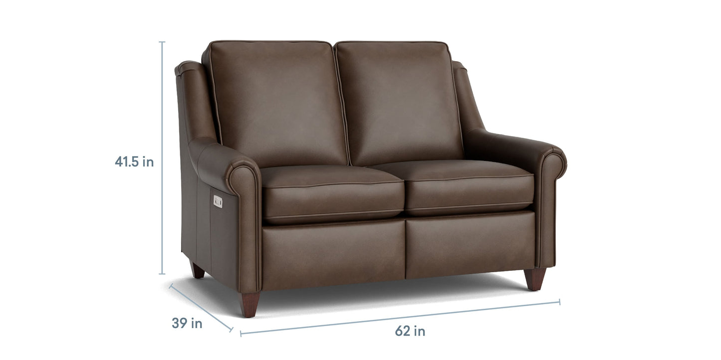 Magnificent Motion Leather Panel Arm Reclining Loveseat Bassett