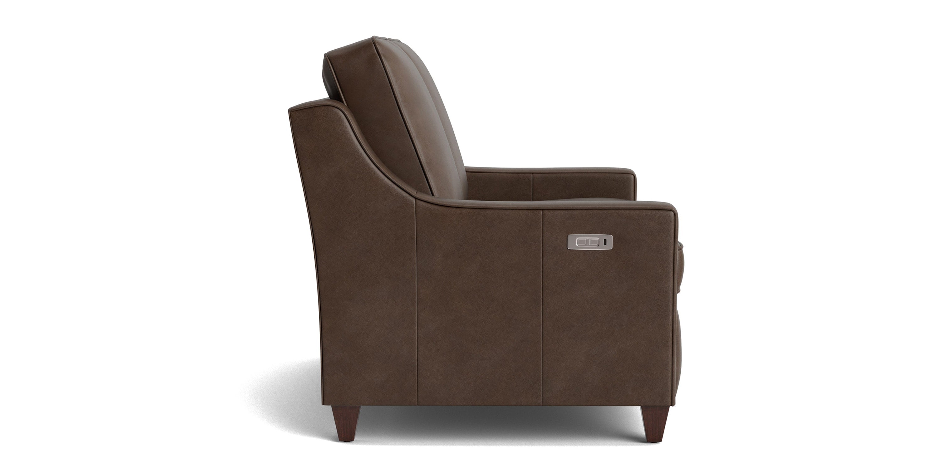Magnificent Motion Leather Slope Arm Reclining Loveseat Bassett