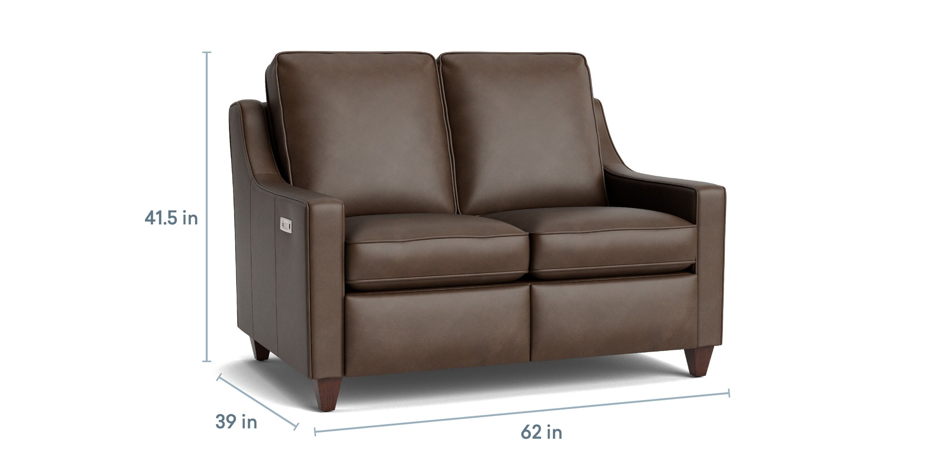 Magnificent Motion Leather Slope Arm Reclining Loveseat Bassett