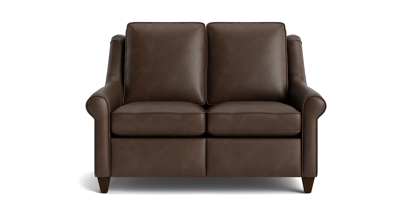 Bassett Magnificent Tall Stationary Loveseat — Leather, 62 Inches Wide