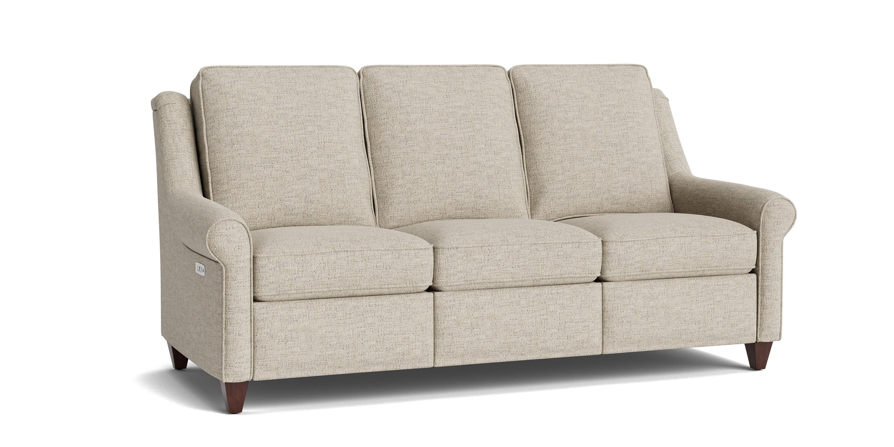 Bassett Magnificent Tall Reclining Sofa — Power Headrests, Custom Fabric