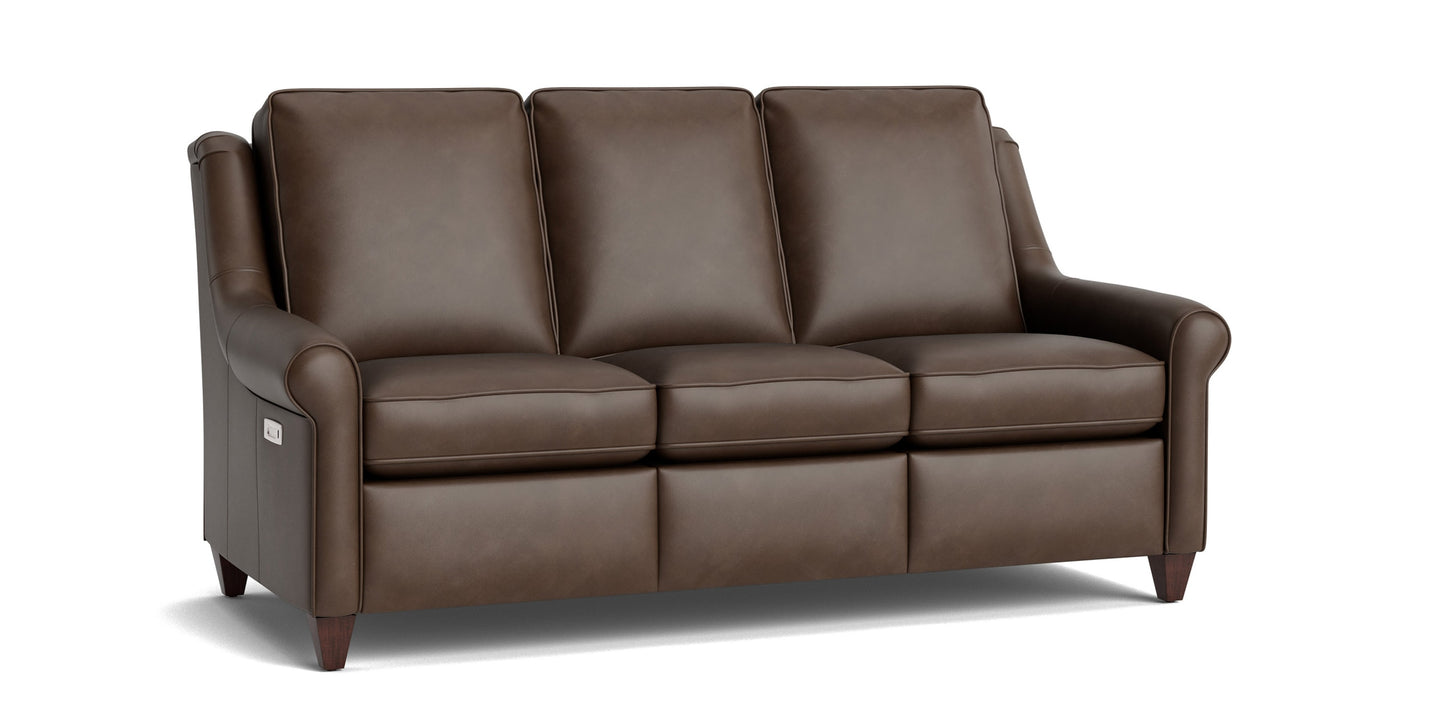 Magnificent Motion Leather Roll Arm Reclining Sofa Bassett