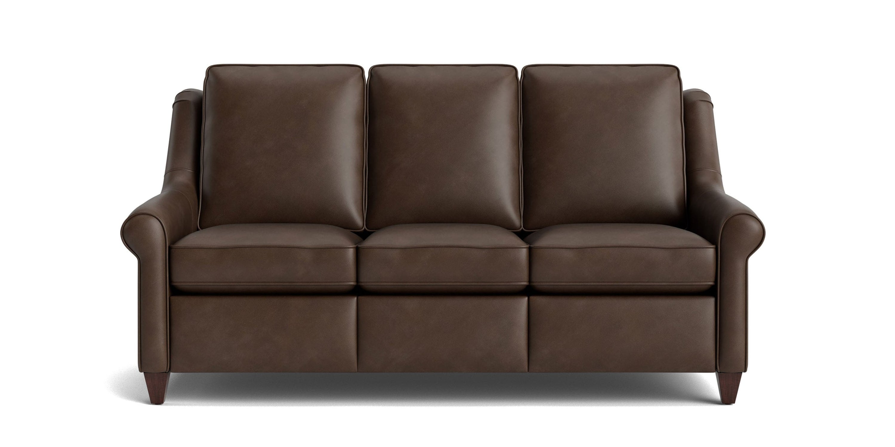 Magnificent Motion Leather Roll Arm Reclining Sofa Bassett