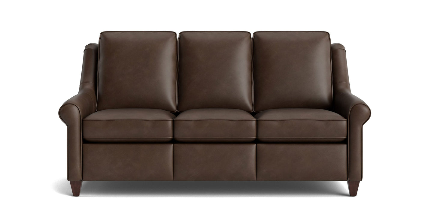 Magnificent Motion Leather Roll Arm Reclining Sofa Bassett