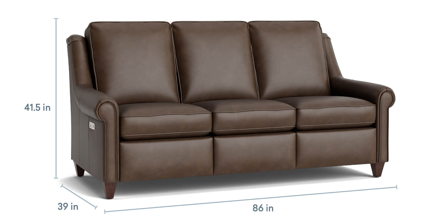Magnificent Motion Leather Panel Arm Reclining Sofa Bassett