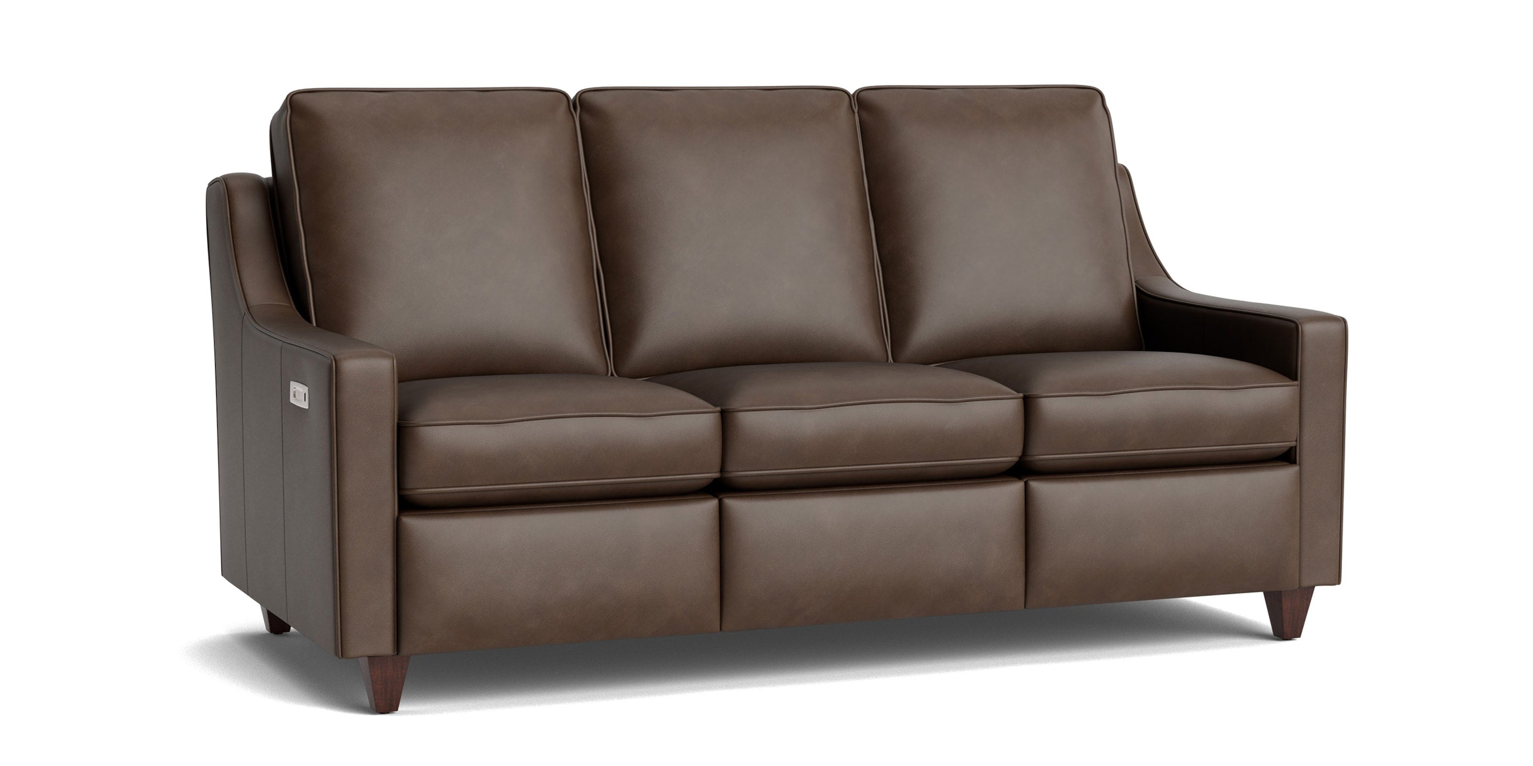 Magnificent Motion Leather Slope Arm Reclining Sofa Bassett