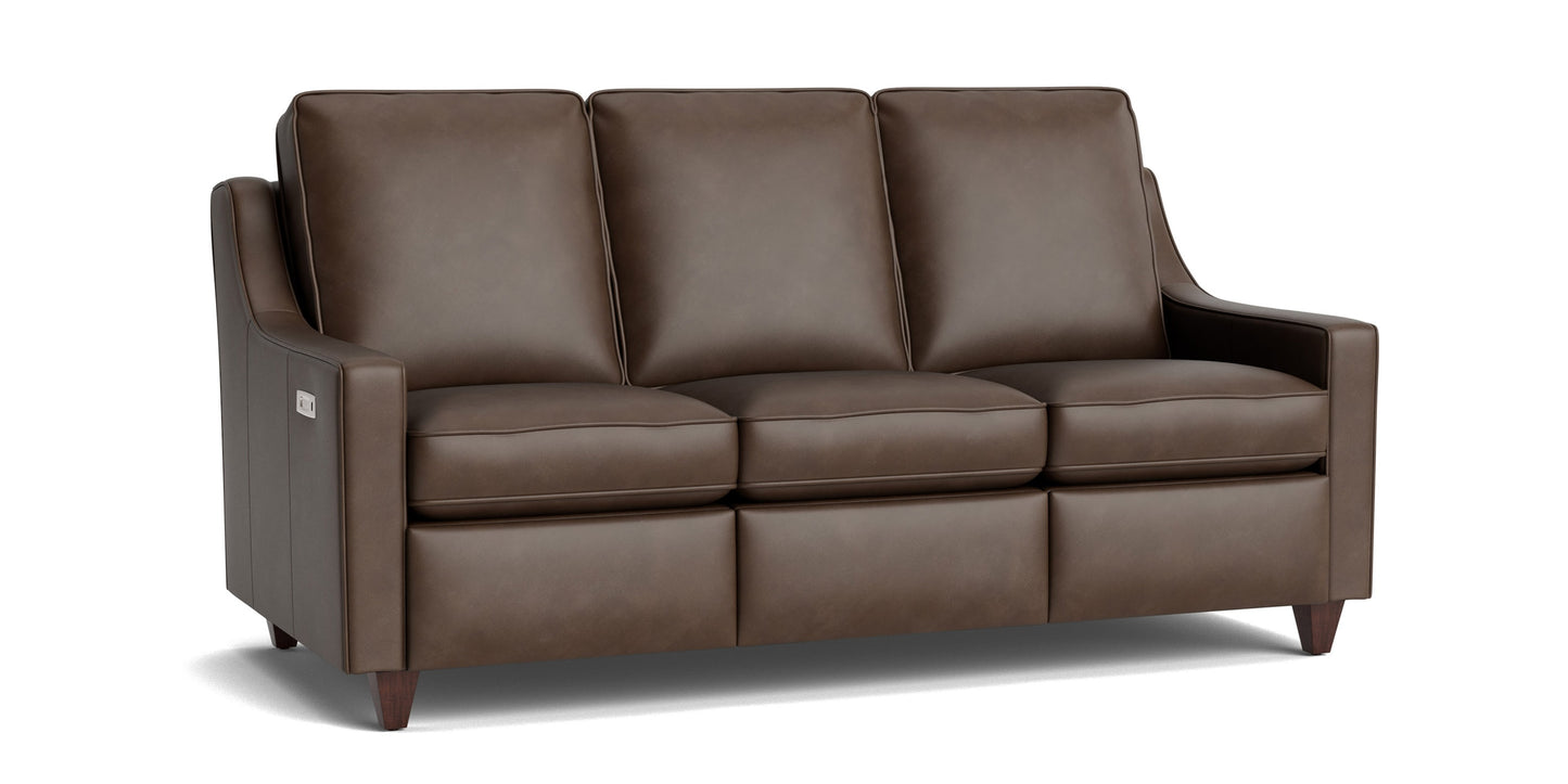 Magnificent Motion Leather Slope Arm Reclining Sofa Bassett