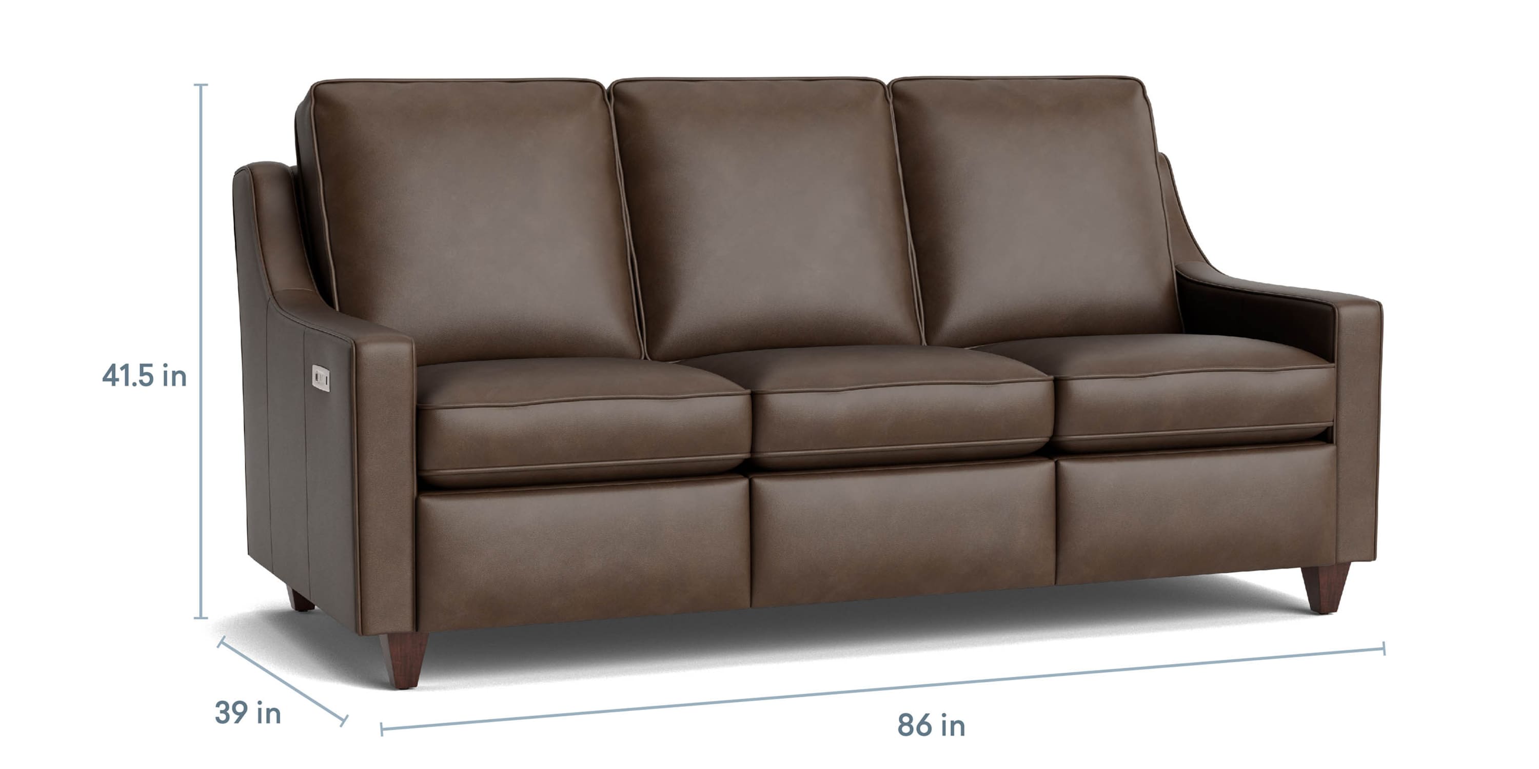 Magnificent Motion Leather Slope Arm Reclining Sofa Bassett