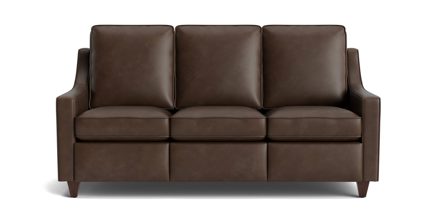 Magnificent Motion Leather Slope Arm Reclining Sofa Bassett