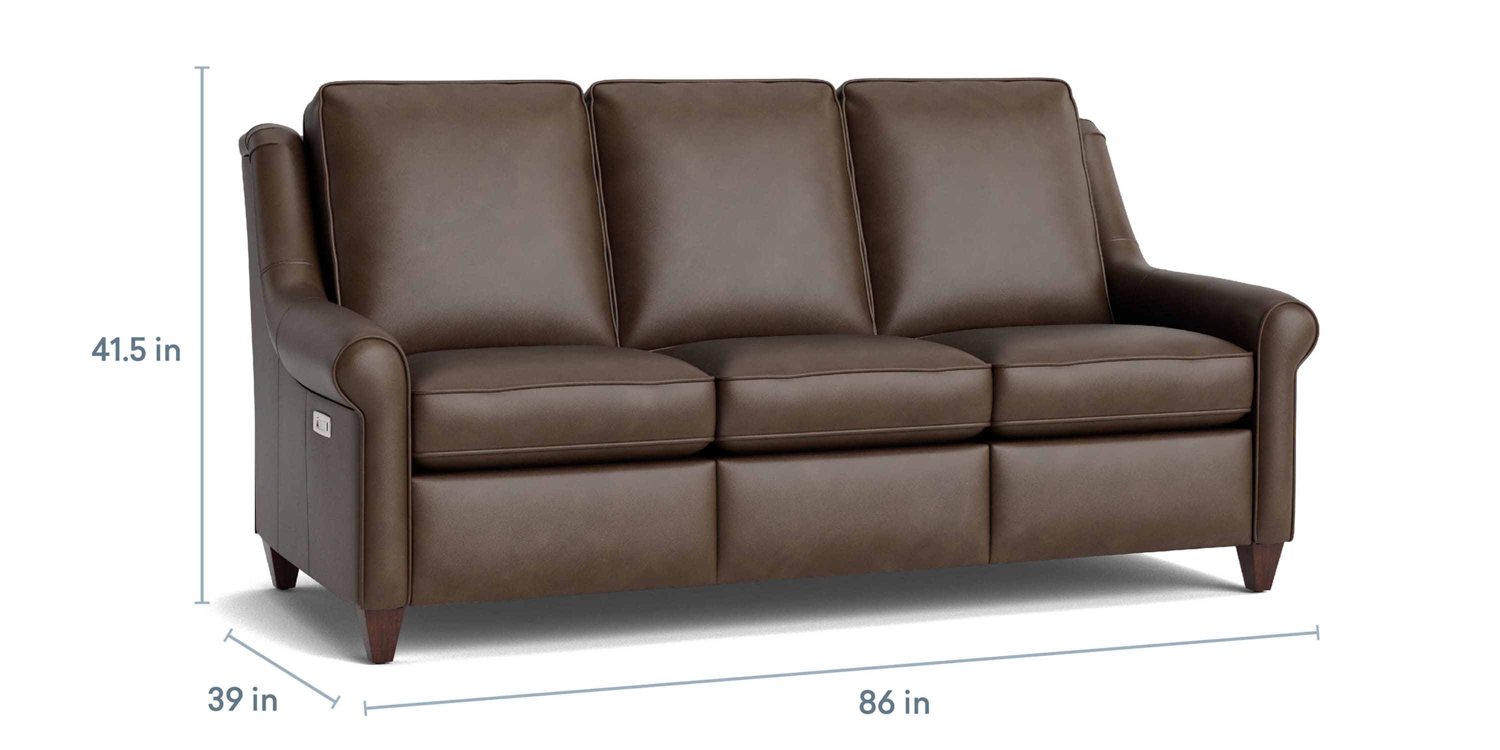 Magnificent Motion Leather Roll Arm Reclining Sofa Bassett