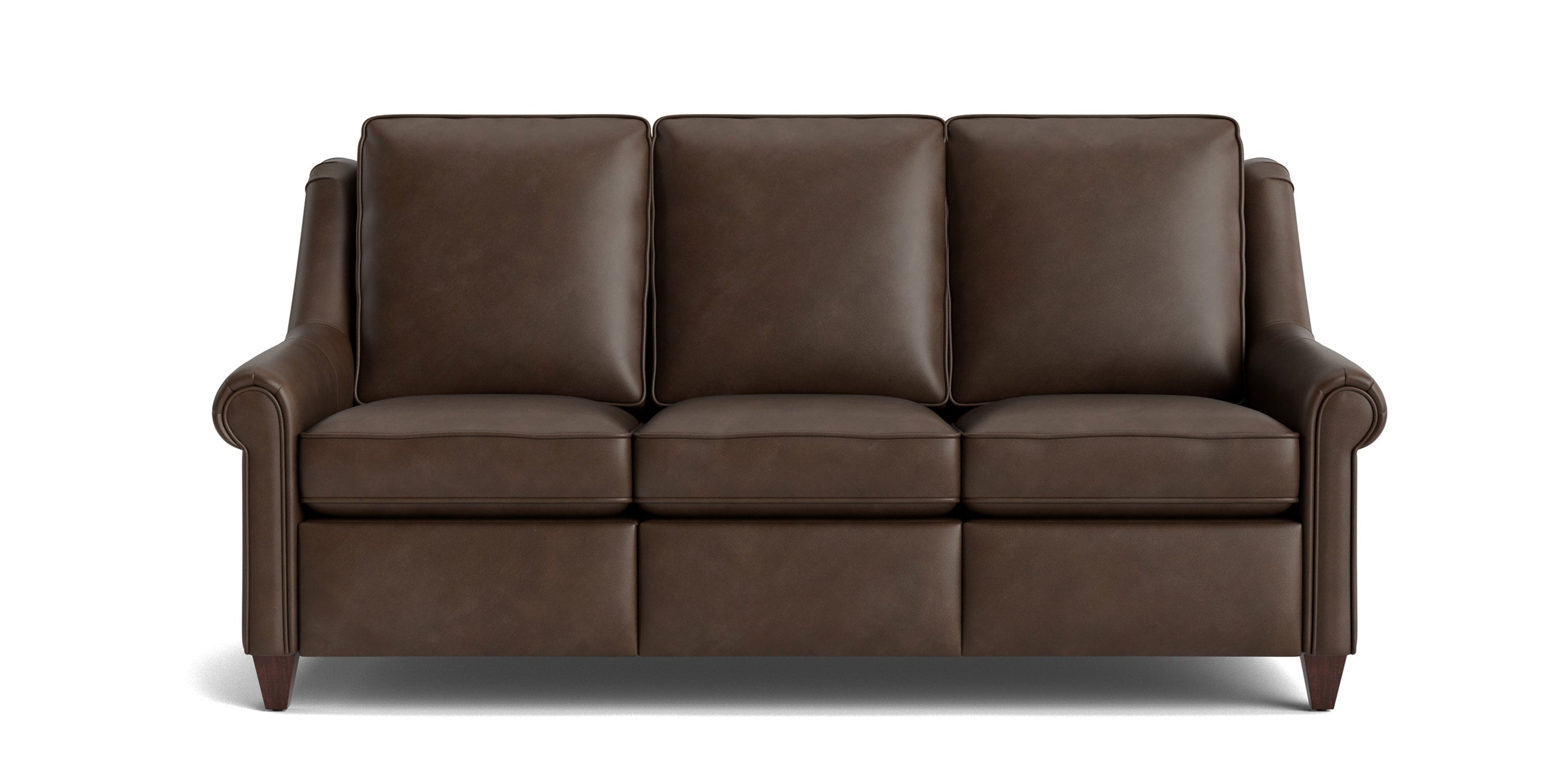 Magnificent Motion Leather Panel Arm Reclining Sofa Bassett