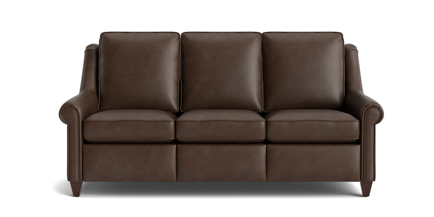 Magnificent Motion Leather Panel Arm Reclining Sofa Bassett