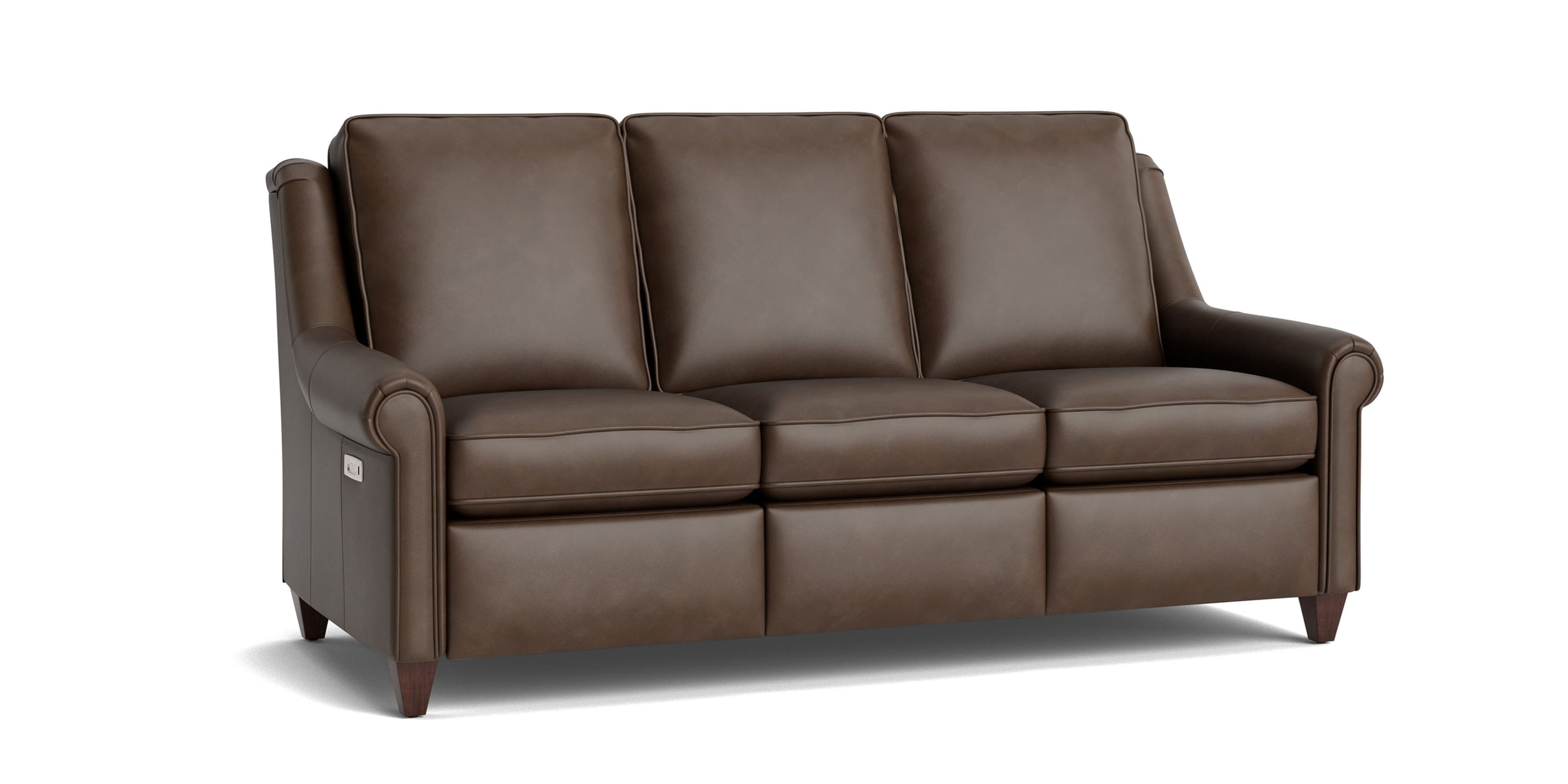Magnificent Motion Leather Panel Arm Reclining Sofa Bassett