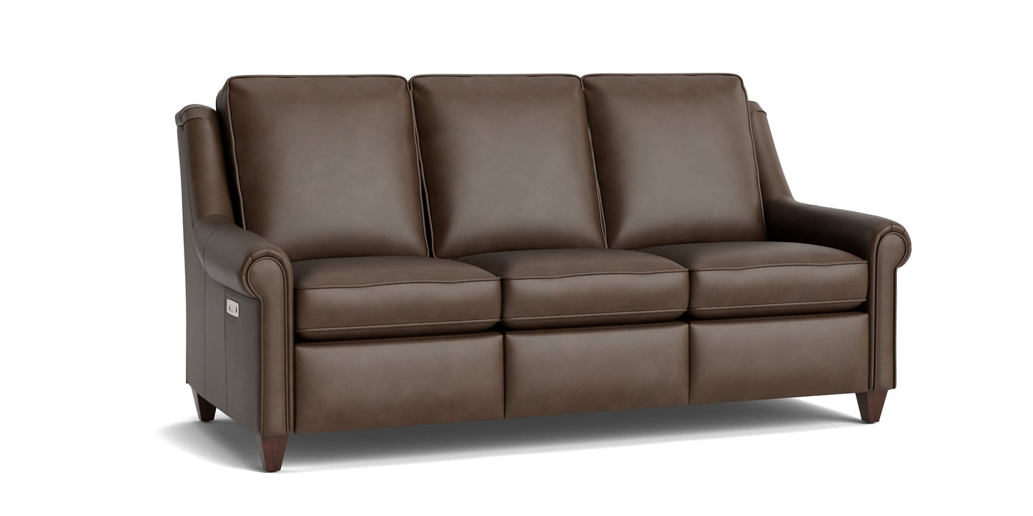 Magnificent Motion Leather Panel Arm Reclining Sofa Bassett
