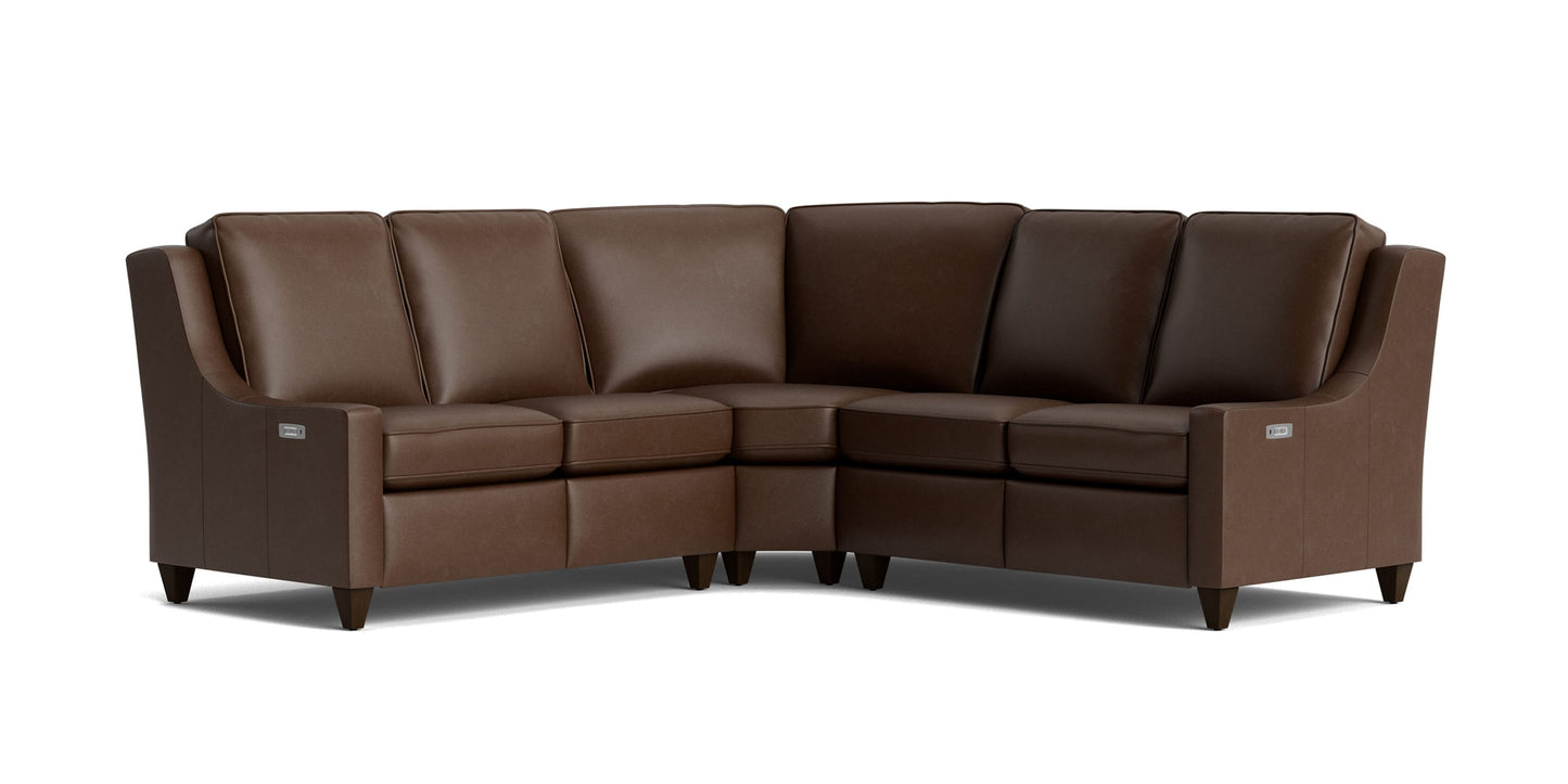 Magnificent Motion Leather Slope Arm Reclining Sectional Bassett