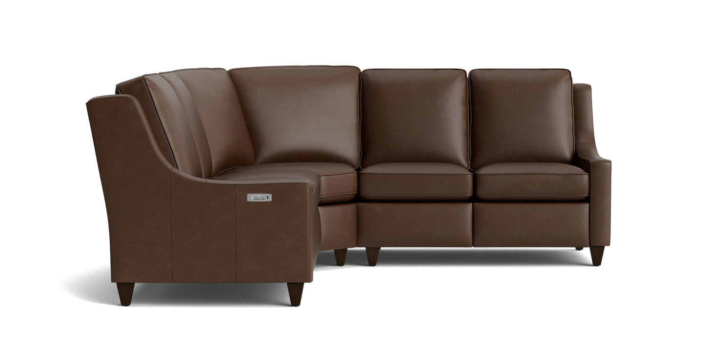 Magnificent Motion Leather Slope Arm Reclining Sectional Bassett