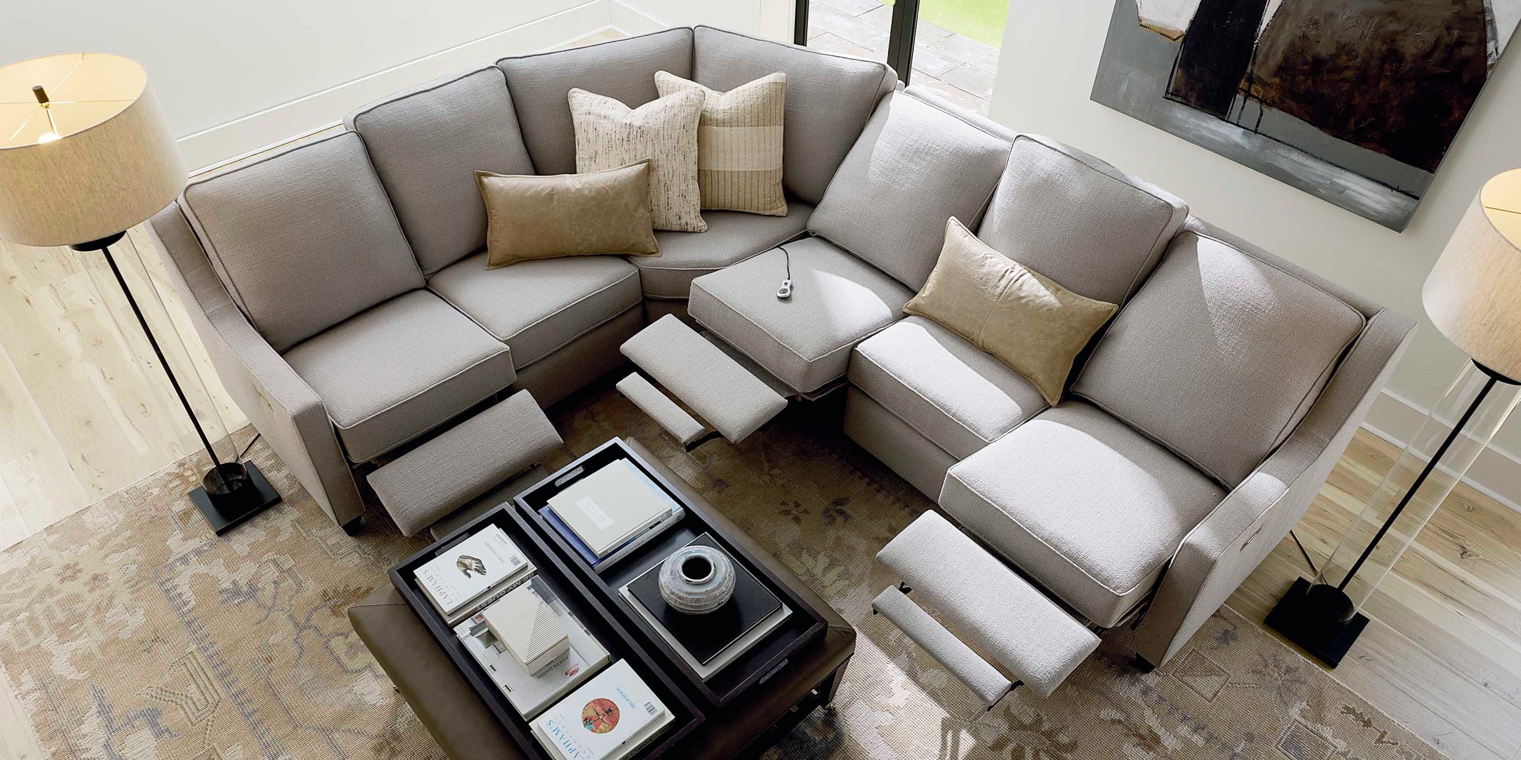 Magnificent Motion Slope Arm Reclining Sectional Bassett