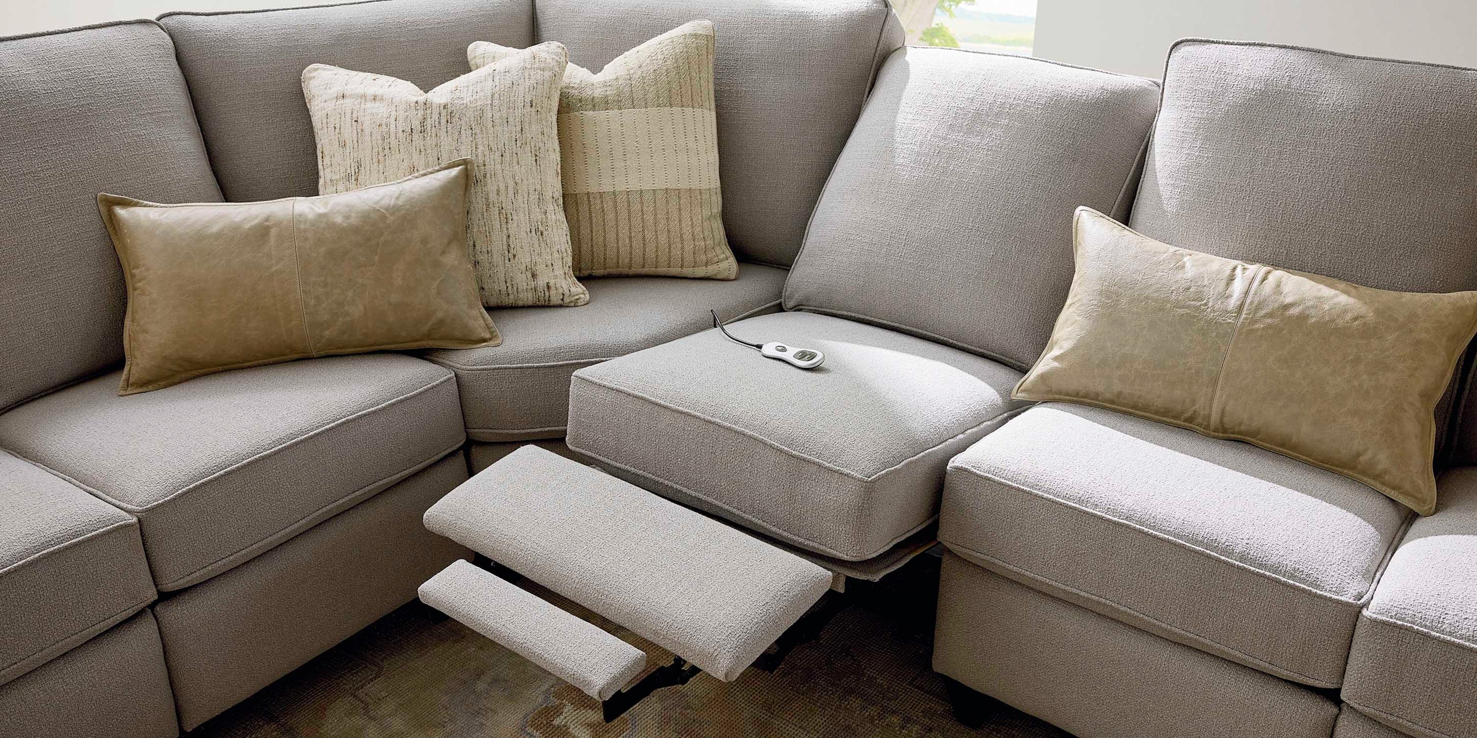Magnificent Motion Slope Arm Reclining Sectional Bassett